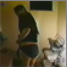 An attractive Asian girl farts while standing.